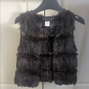 Y2K BCBG Max Azria 100% Genuine Rabbit Fur Vest Luxe Chocolate Brown Size XS